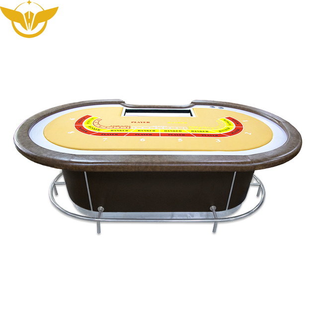 Deluxe Oval Baccarat Gambling Table with Steel Pedal