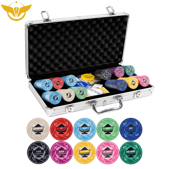 300 500 PCS 10g EPT Spade Ceramic Poker Chips Set 