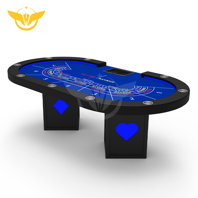 Led Casino Baccarat Table Poker Table with Spade Design Lightbox Leg