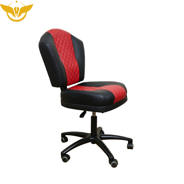 Black & Red Padded Swivel Poker Player Chair Adjustable Height Office Chair