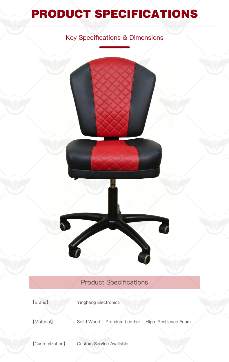 Black & Red Padded Swivel Poker Player Chair Detail (2).jpg