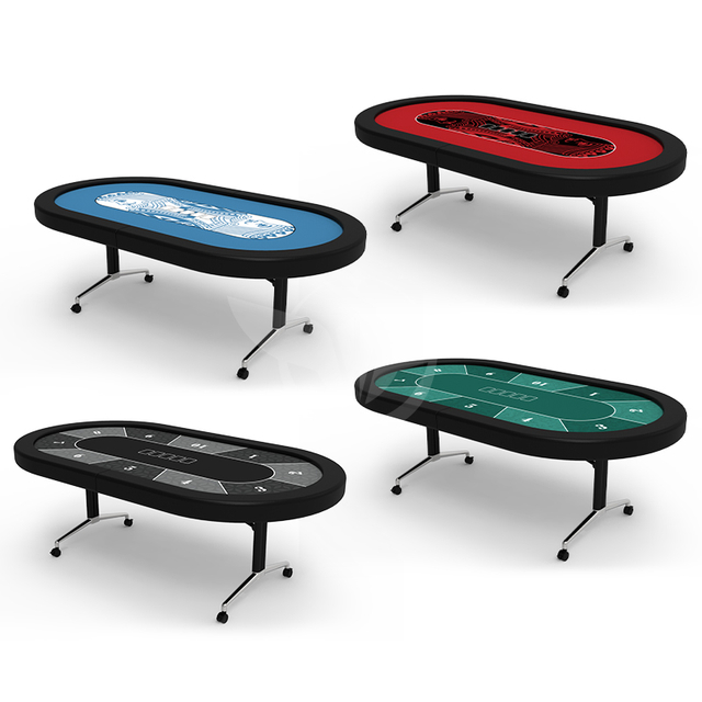 8-10 Players Portable Folding Texas Holdem Casino Table Poker Table with Rolls for Easy Storage