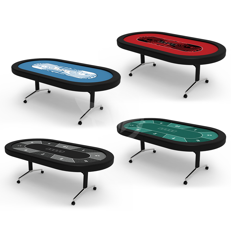 8-10 Players Portable Folding Texas Holdem Casino Table Poker Table with Rolls for Easy Storage