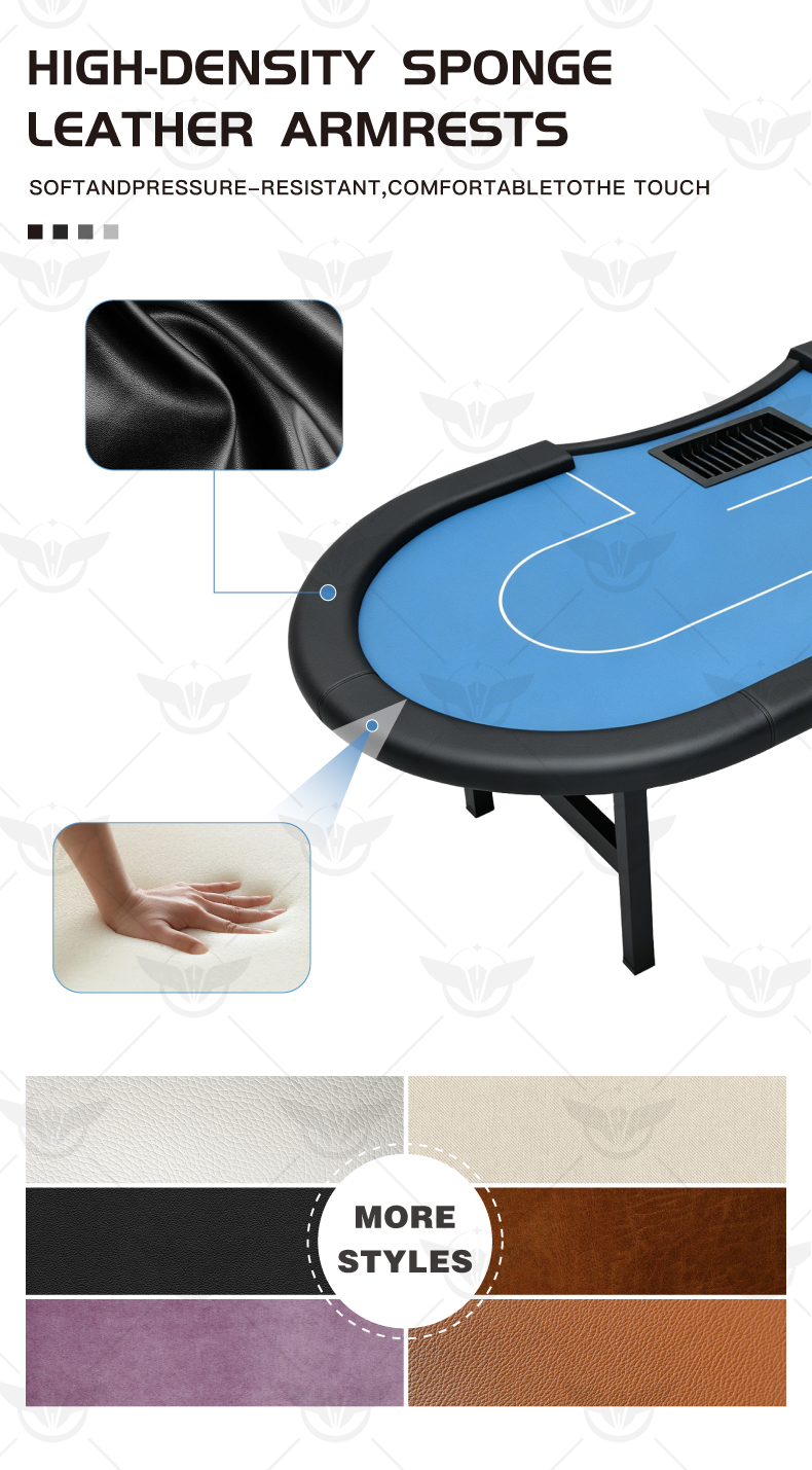 blue foldable texas holdem table durable adjustable height poker table detail (4).jpg