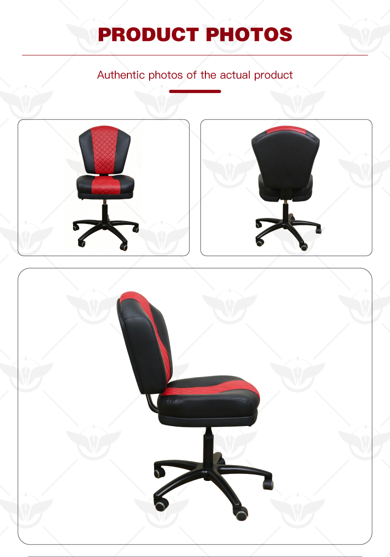Black & Red Padded Swivel Poker Player Chair Detail (6).jpg