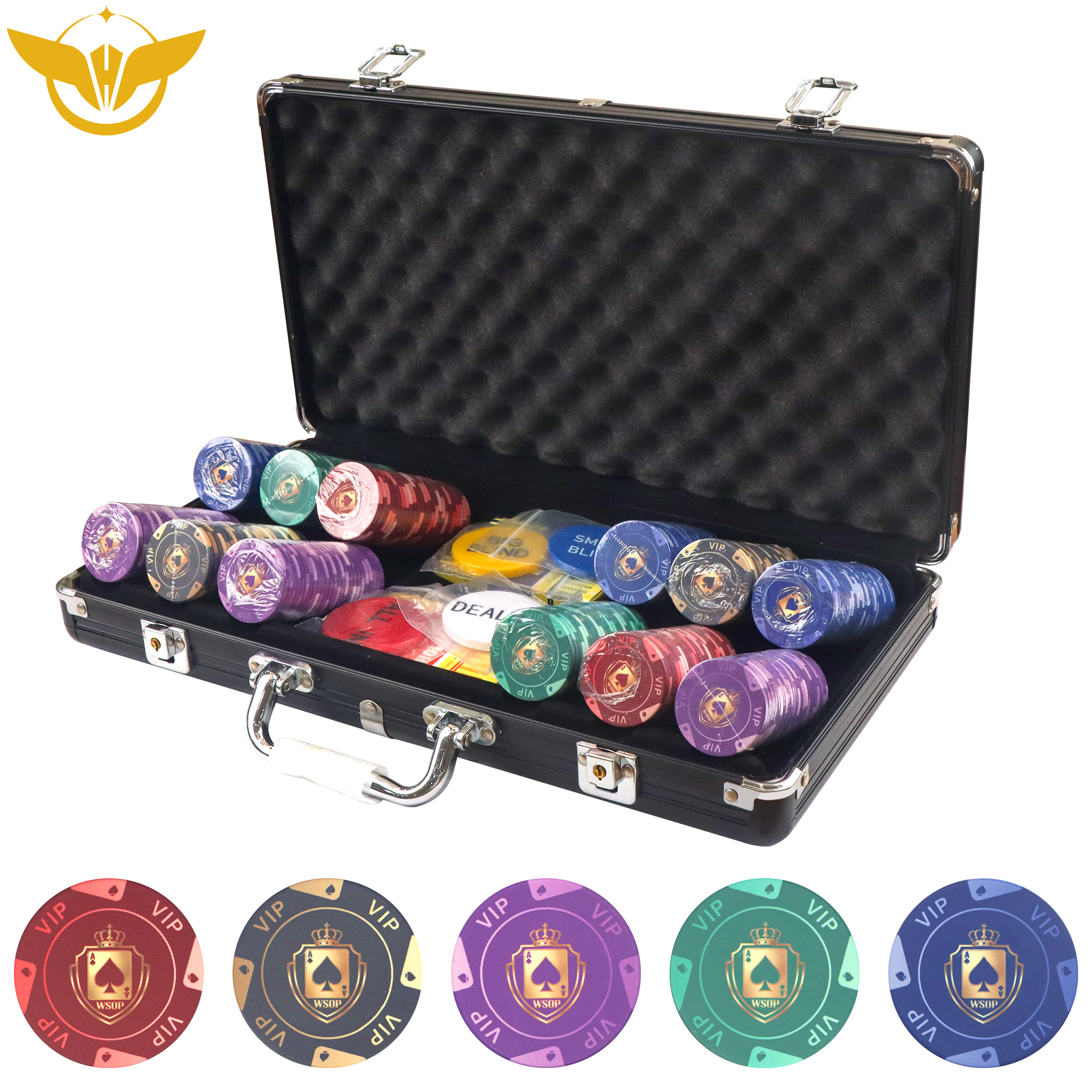 39mm 300 500 PCS VIP WSOP Ceramic Poker Chips Set 