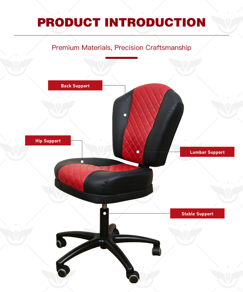 Black & Red Padded Swivel Poker Player Chair Detail (3).jpg