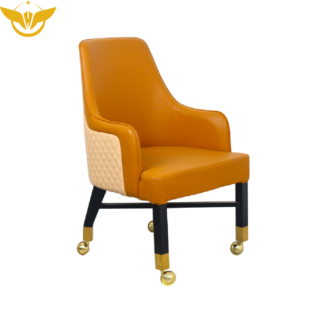 Yellow Brown VIP Casino Poker Player Chairs Bar Chairs with Rolls
