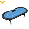 10 Players Durable Adjustable Height Poker Table Blue Foldable Texas Holdem Table 